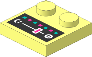 Plate  2 x  2 with 2 Studs on One Edge with Dark Turquoise and Magenta Buttons and Slider Sticker