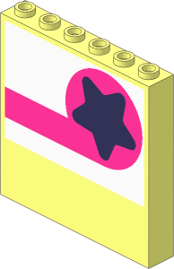 Panel  1 x  6 x  5 with Coral Star on Magenta Circle and Stripe on Outside and Dark Turquoise, Magenta and White Squares on Inside Stickers