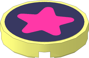 Tile  2 x  2 Round with Magenta Star Sticker
