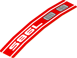 Sticker  0.8 x  3.7 with White "7985" and Double Grille Left (Formed)