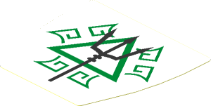 Sticker  2.6 x  2.8 with Black Trident, Gold Triangle and Symbols