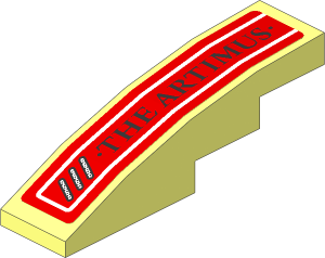 Slope Brick Curved  4 x  1 with Black "THE ARTIMUS" and Diagonal Vent Grille Left Sticker
