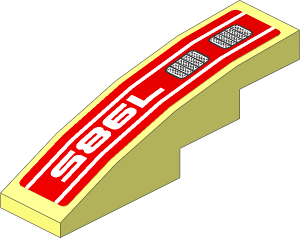 Slope Brick Curved  4 x  1 with White "7985" and Double Grille Left Sticker