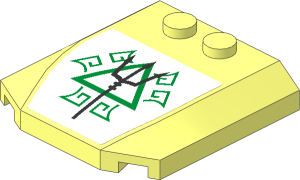 Wedge  4 x  4 x  0.667 Curved with Black Trident, Gold Triangle and Symbols Sticker