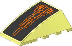 Wedge  4 x  4 Triple Curved without Studs with Atlantis Orange Lobster Carapace Sticker