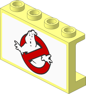 Panel  1 x  4 x  2 with Hollow Studs with Ghostbusters Logo Sticker