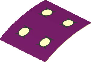 Sticker  1.8 x  1.7 with Four Bright Light Orange Buttons (Formed)