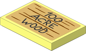 Tile  2 x  3 with Black "100 ACRE WOOD" and Wood Grain Background Sticker