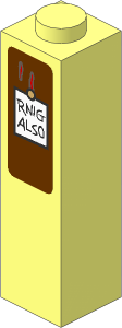 Brick  1 x  1 x  3 with "RING ALSO" Sign Sticker