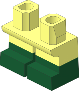 Minifig Hips and Legs Short with Dark Green Half Leg and Feet Pattern