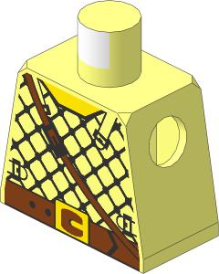 Minifig Torso with Studded Shirt and Light Brown Crossbelt Pattern