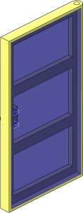 Door  1 x  4 x  6 with  3 Panes with TransDarkBlue Glass