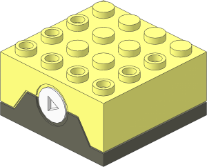 Electric Sound Brick  4 x  4 x  1.667 with Dark Bluish Grey Bottom and Rubber White Button Pattern