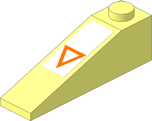 Slope Brick 18  4 x  1 with Orange Triangle on White Background Sticker