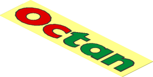 =Sticker  1 x  4 with Red/Green "Octan"