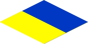 =Sticker  1.8 x  1.8 with Blue and Yellow Rectangle Flag