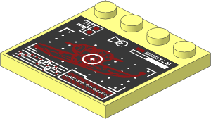 Plate  4 x  4 with 4 Studs on One Edge with Droid Gunship and Target Screen Sticker