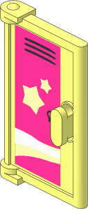 Door  1 x  2 x  3 with Holes in Handle with School Locker with Two Orange Stars and Shooting Star Tail Sticker