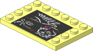 Plate  4 x  6 with 12 Studs on Three Edges with Classroom Blackboard with Owl Head, Leg and Wing Sticker