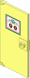 Door  1 x  4 x  6 Smooth with Square Handle Plinth with Two Clocks and Pretzel Sticker