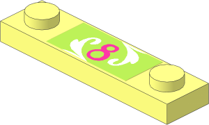 Plate  1 x  4 with Two Studs with Magenta "8" Sticker