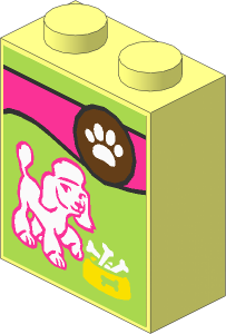 Brick  1 x  2 x  2 without Understud with Paw Print, Dog and Food Bowl Sticker