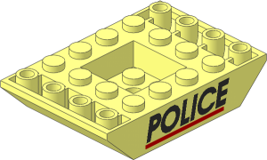 Slope Brick 45  6 x  4 Double Inverted with "POLICE" Red Line Pattern