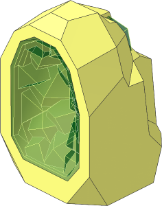 Rock  1 x  1 Geode with Trans Green Crystal Interior Pattern