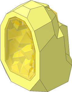 Rock  1 x  1 Geode with Trans Yellow Crystal Interior Pattern