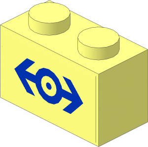 Brick  1 x  2 with Blue Train Logo Sticker