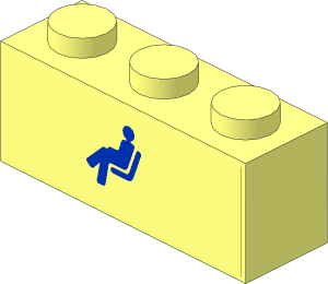 Brick  1 x  3 with Blue Train Passenger Car Sticker