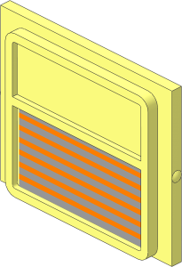 Glass for Train Window  1 x  4 x  3 with Light Grey Stripes Sticker