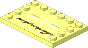 Plate  4 x  6 with 12 Studs on Three Edges with "Lamborghini Sian FKP 37" Pattern