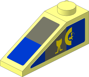 Slope Brick 33  3 x  1 with Blue and Dark Bluish Grey Panels and Yellow Markings Stickers