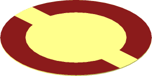 Sticker  1.7 x  1.7 Round with Dark Red Semi-Circles on Transparent Background