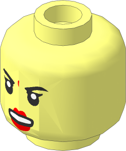 Minifig Head with Black Eyebrows, Open Mouth, Nougat Lips and Frown Pattern