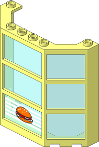 Window Bay  3 x  8 x  6 with Trans Light Blue Glass with Lines & Hamburger Pattern
