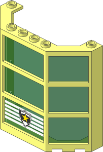 Window Bay  3 x  8 x  6 with Trans Green Glass with Lines & Police Yellow Star Badge Pattern