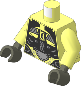 Minifig Torso with Arms and Hands with Suit with Silver Panels and Light Bluish Grey Straps Pattern