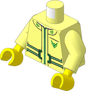 Minifig Torso with Arms and Hands with Jacket with Black Seams, Light Green Belt and Gold Buckle and Atreides Hawk Crest Pattern