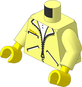 Minifig Torso with Arms and Hands with Zipper Jacket and  3 Pockets Pattern