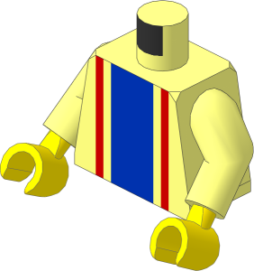 Minifig Torso with Arms and Hands with Vertical Striped Blue/Red Pattern
