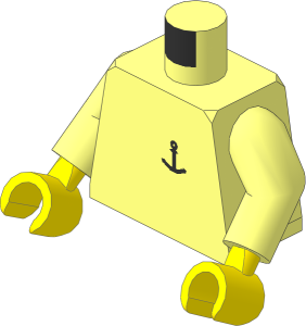 Minifig Torso with Arms and Hands with Anchor Motif Pattern