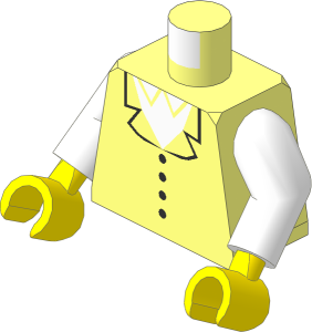 Minifig Torso with Arms and Hands with White Shirt and Jacket Pattern