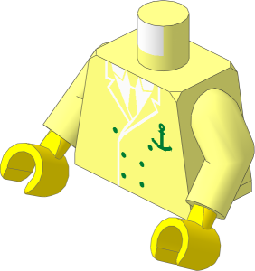 Minifig Torso with Arms and Hands with Six Button Suit and Anchor Pattern