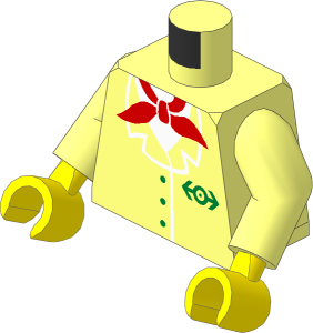 Minifig Torso with Arms and Hands with Train Jacket and Red Neckerchief and Bold Train Logo Pattern
