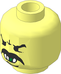 Minifig Head with Angry Moustache, White Teeth and Gold Tooth Pattern