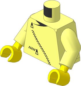 Minifig Torso with Arms and Hands with Black Diagonal Zip and Pocket Pattern