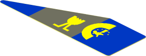 Sticker  0.8 x  2.6 Triangular with Blue and Dark Bluish Grey Panels and Yellow Markings Right