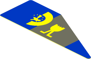 Sticker  0.8 x  2.6 Triangular with Blue and Dark Bluish Grey Panels and Yellow Markings Left